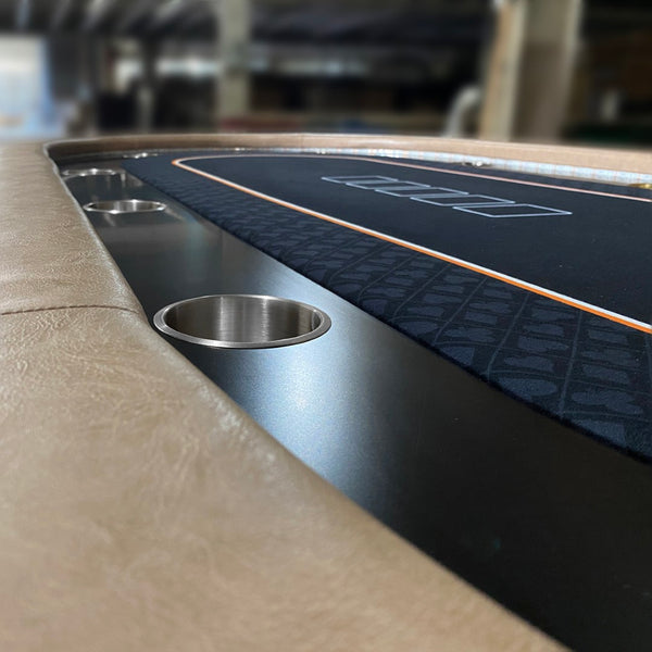English Elm 96" Oval Poker Table Seats 10 with Dimmable Led Lighting and Speed Cloth Surface With Silver Cup Holders W2748S00062