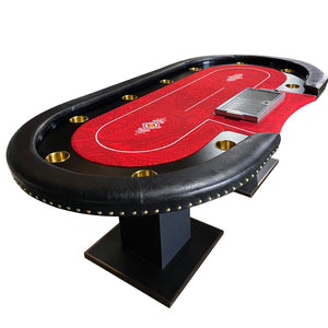 English Elm Ino Design Oval Poker Table 10 Player Speed Cloth Surface with Padded Rail Chip Tray W2748S00071