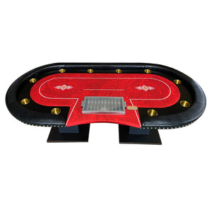 English Elm Ino Design Oval Poker Table 10 Player Speed Cloth Surface with Padded Rail Chip Tray W2748S00071