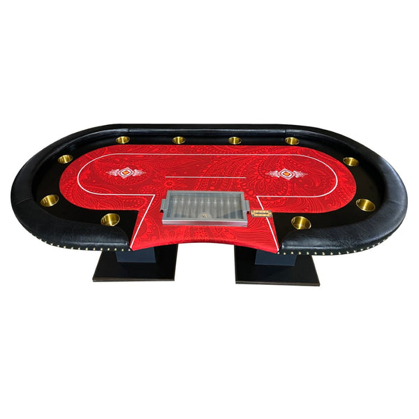 English Elm Ino Design Oval Poker Table 10 Player Speed Cloth Surface with Padded Rail Chip Tray W2748S00071