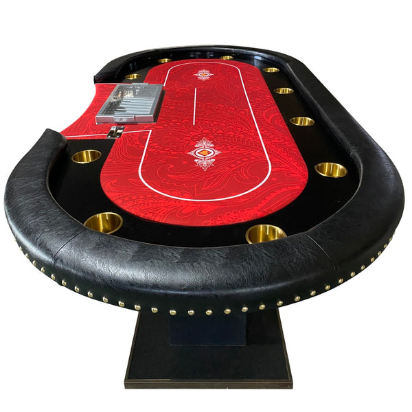 English Elm Ino Design Oval Poker Table 10 Player Speed Cloth Surface with Padded Rail Chip Tray W2748S00071