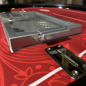 English Elm Ino Design Oval Poker Table 10 Player Speed Cloth Surface with Padded Rail Chip Tray W2748S00071