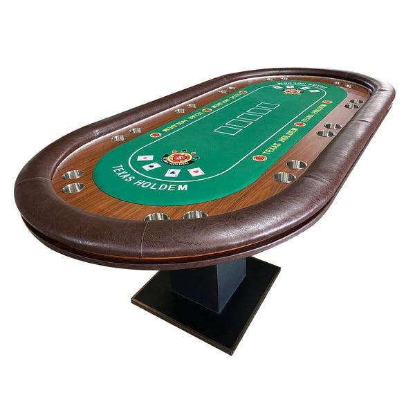 English Elm 96" Ten Player Oval Poker Table with Dimmable Led Lighting and Speed Cloth Surface W2748S00073