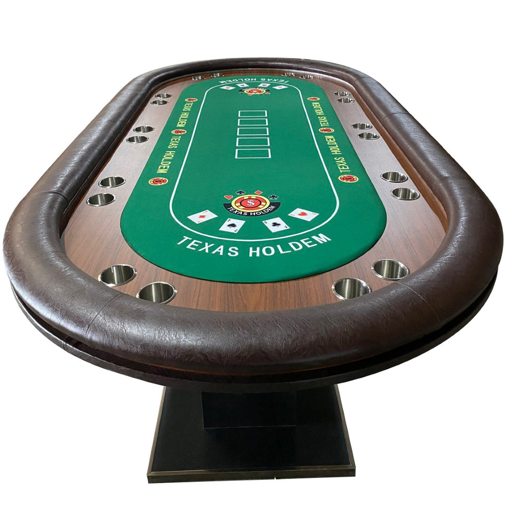 English Elm 96" Ten Player Oval Poker Table with Dimmable Led Lighting and Speed Cloth Surface W2748S00073