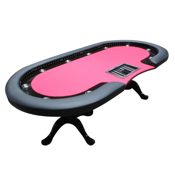 English Elm 96 Inch Oval Poker Table Seats 10 with Waterproof Felt Rivet Rail and Chip Tray W2748S00079