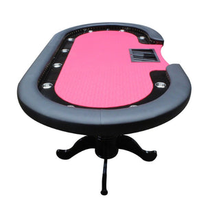 English Elm 96 Inch Oval Poker Table Seats 10 with Waterproof Felt Rivet Rail and Chip Tray W2748S00079