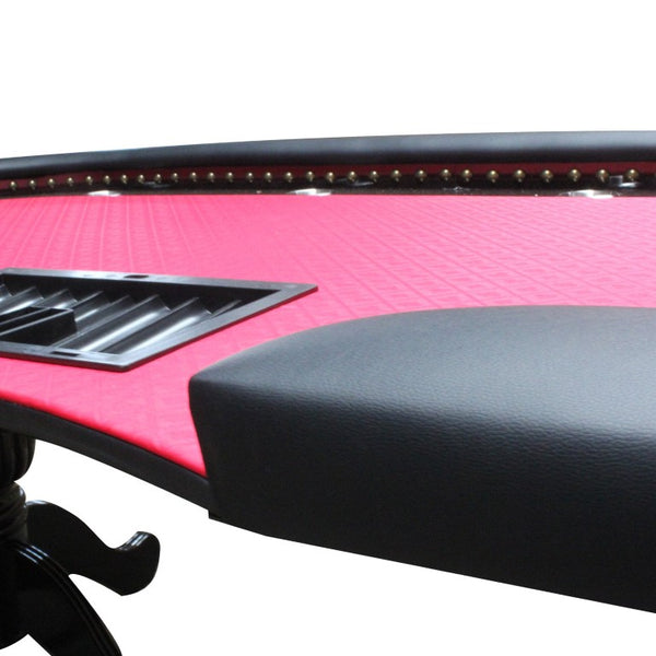 English Elm 96 Inch Oval Poker Table Seats 10 with Waterproof Felt Rivet Rail and Chip Tray W2748S00079