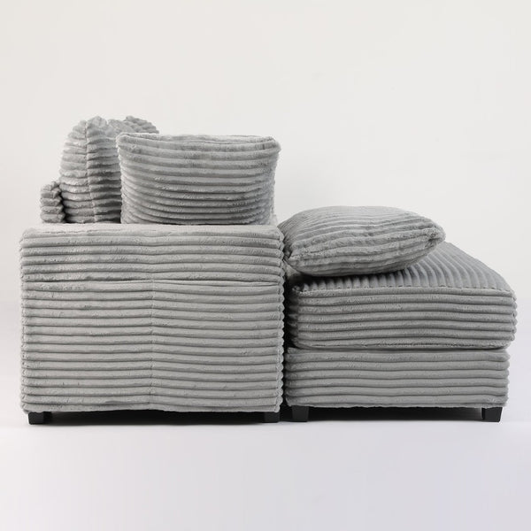 English Elm Hy8420-01 Grey Sectional Sofa with Cup Holders Hidden Ottoman Storage Living Room W2791P251334