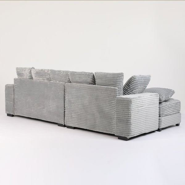 English Elm Hy8420-01 Grey Sectional Sofa with Cup Holders Hidden Ottoman Storage Living Room W2791P251334