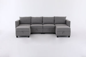 English Elm Convertible Modular U-shaped Sectional with Hidden Storage and Terry Fabric Seating W2791S00011