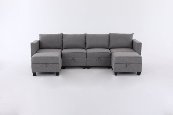 English Elm Convertible Modular U-shaped Sectional with Hidden Storage and Terry Fabric Seating W2791S00011