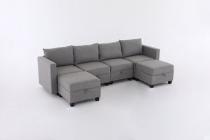 English Elm Convertible Modular U-shaped Sectional with Hidden Storage and Terry Fabric Seating W2791S00011