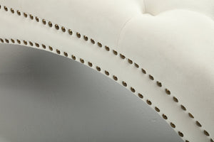 English Elm Classical Velvet Button Tufted Recliner with Nailhead Trim Solid Wood Lounge Armchair Beige W2795P479253