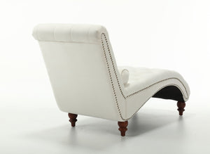 English Elm Classical Velvet Button Tufted Recliner with Nailhead Trim Solid Wood Lounge Armchair Beige W2795P479253