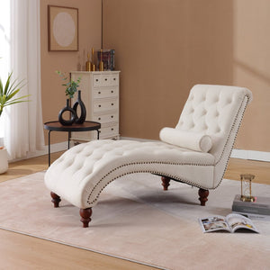 English Elm Classical Velvet Button Tufted Recliner with Nailhead Trim Solid Wood Lounge Armchair Beige W2795P479253