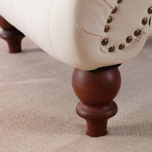 English Elm Classical Velvet Button Tufted Recliner with Nailhead Trim Solid Wood Lounge Armchair Beige W2795P479253