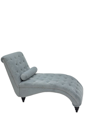 English Elm Classical Velvet Button Tufted Recliner with Nailhead Trim Solid Wood Lounge Armchair Light Blue W2795P479254