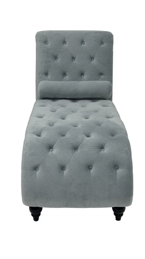 English Elm Classical Velvet Button Tufted Recliner with Nailhead Trim Solid Wood Lounge Armchair Light Blue W2795P479254