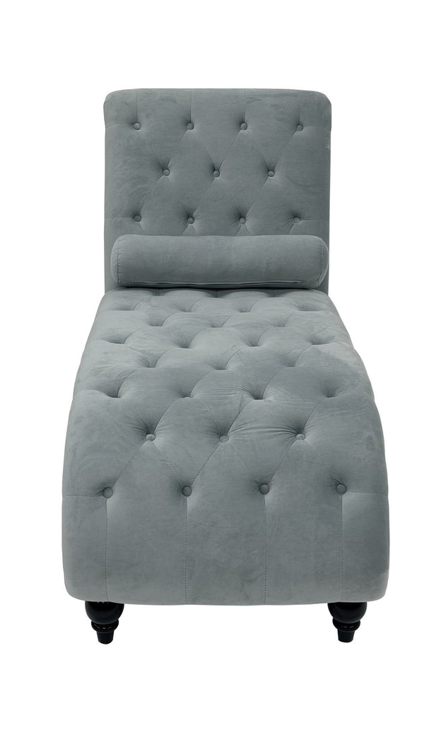 English Elm Classical Velvet Button Tufted Recliner with Nailhead Trim Solid Wood Lounge Armchair Light Blue W2795P479254