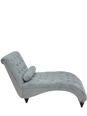 English Elm Classical Velvet Button Tufted Recliner with Nailhead Trim Solid Wood Lounge Armchair Light Blue W2795P479254