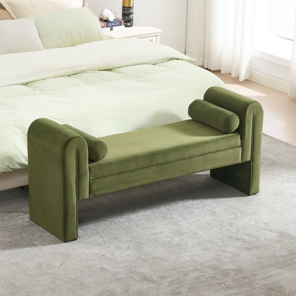English Elm 60-Inch Velvet Storage Bench with Hidden Compartment for Bedroom or Entryway Seating W2795P520223