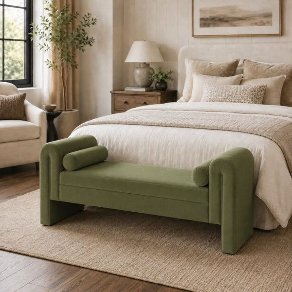 English Elm 60-Inch Velvet Storage Bench with Hidden Compartment for Bedroom or Entryway Seating W2795P520223