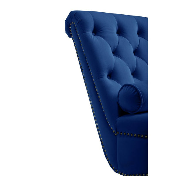 English Elm Classical Velvet Tufted Recliner with Nailhead Trim Solid Wood Frame Club Armchair W2795P592447