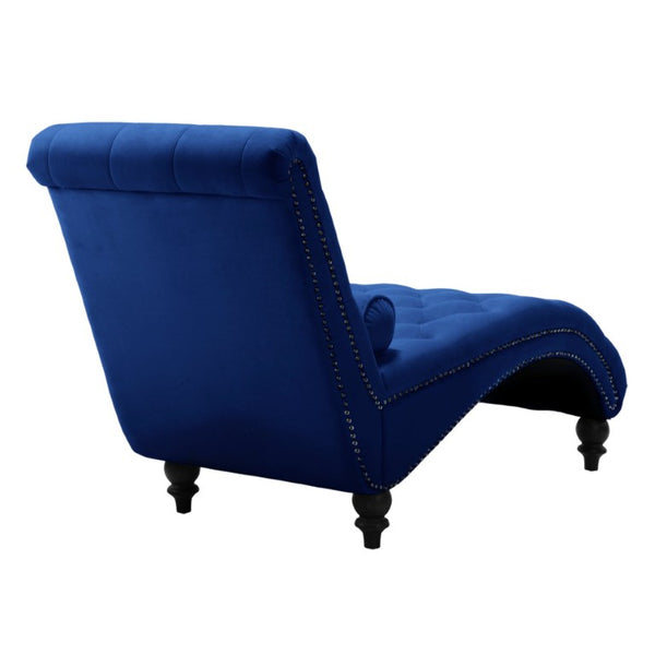 English Elm Classical Velvet Tufted Recliner with Nailhead Trim Solid Wood Frame Club Armchair W2795P592447