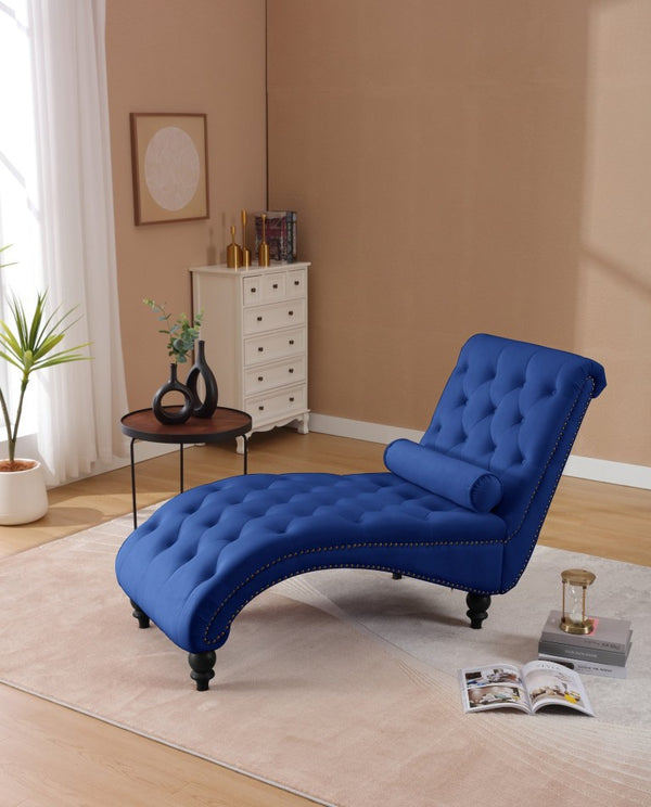English Elm Classical Velvet Tufted Recliner with Nailhead Trim Solid Wood Frame Club Armchair W2795P592447