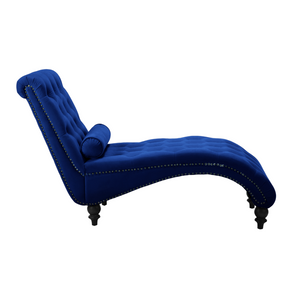 English Elm Classical Velvet Tufted Recliner with Nailhead Trim Solid Wood Frame Club Armchair W2795P592447