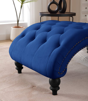 English Elm Classical Velvet Tufted Recliner with Nailhead Trim Solid Wood Frame Club Armchair W2795P592447