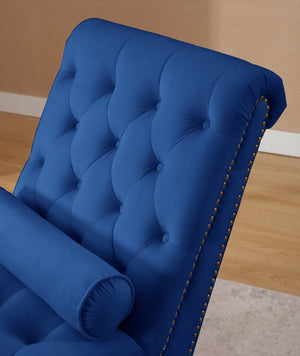 English Elm Classical Velvet Tufted Recliner with Nailhead Trim Solid Wood Frame Club Armchair W2795P592447