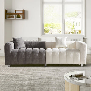 English Elm 83.46'' Velvet Bubble Tufted Three Seat Sofa with Metal Legs for Modern Living Rooms W2795S00042
