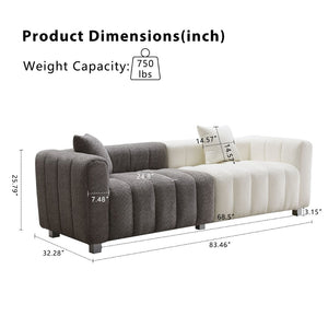 English Elm 83.46'' Velvet Bubble Tufted Three Seat Sofa with Metal Legs for Modern Living Rooms W2795S00042