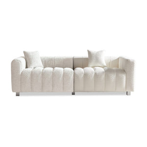 English Elm 83.46 Inch Velvet Bubble Texture Sofa Low Profile Three Seat Couch Metal Legs W2795S00053