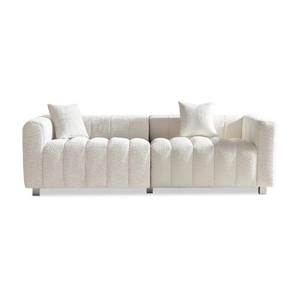 English Elm 83.46 Inch Velvet Bubble Texture Sofa Low Profile Three Seat Couch Metal Legs W2795S00053