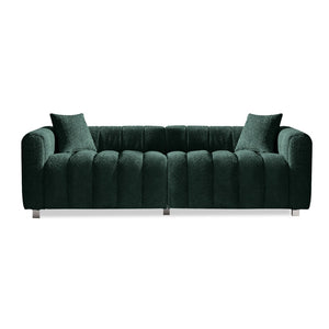 English Elm 83.46'' Bubble Tufted Velvet Sofa Three Seat Sculptural Couch with Metal Legs Green W2795S00054