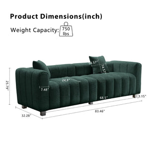 English Elm 83.46'' Bubble Tufted Velvet Sofa Three Seat Sculptural Couch with Metal Legs Green W2795S00054