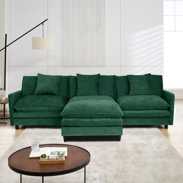 English Elm 108-inch Chenille Modular Sectional Sofa Plush L-shaped Seating for Modern Living W2795S00055