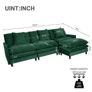 English Elm 108-inch Chenille Modular Sectional Sofa Plush L-shaped Seating for Modern Living W2795S00055