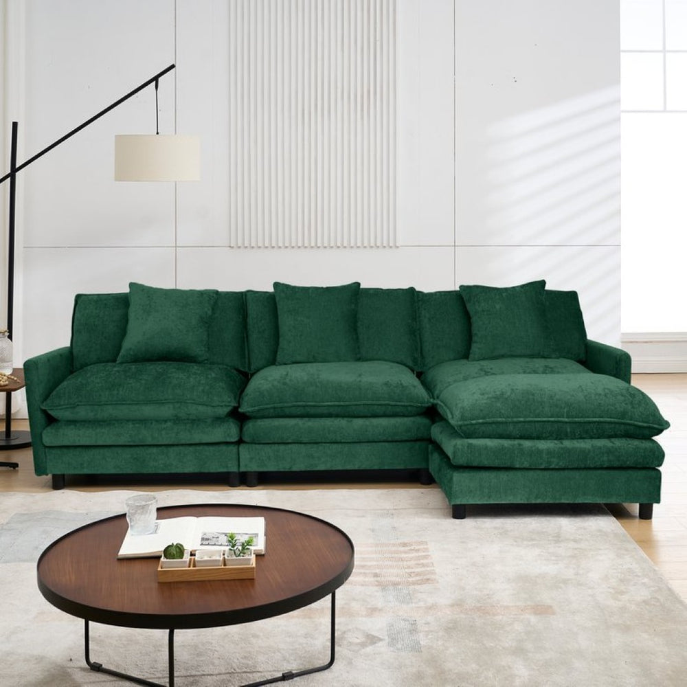 English Elm 108-inch Chenille Modular Sectional Sofa Plush L-shaped Seating for Modern Living W2795S00055