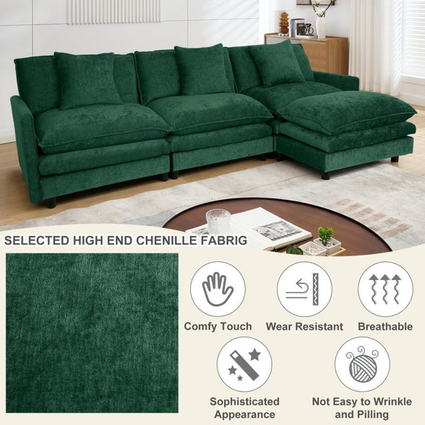 English Elm 108-inch Chenille Modular Sectional Sofa Plush L-shaped Seating for Modern Living W2795S00055