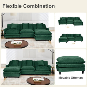 English Elm 108-inch Chenille Modular Sectional Sofa Plush L-shaped Seating for Modern Living W2795S00055