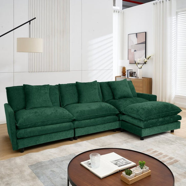 English Elm 108-inch Chenille Modular Sectional Sofa Plush L-shaped Seating for Modern Living W2795S00055