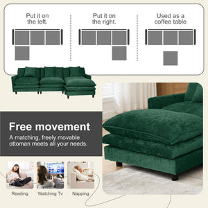 English Elm 108-inch Chenille Modular Sectional Sofa Plush L-shaped Seating for Modern Living W2795S00055