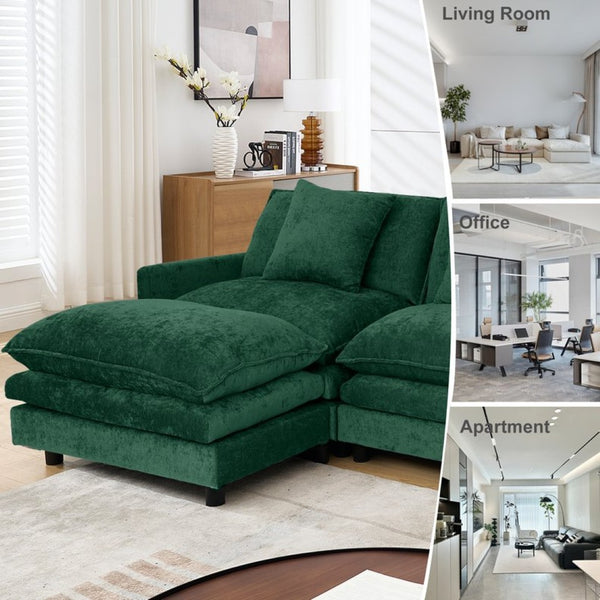 English Elm 108-inch Chenille Modular Sectional Sofa Plush L-shaped Seating for Modern Living W2795S00055