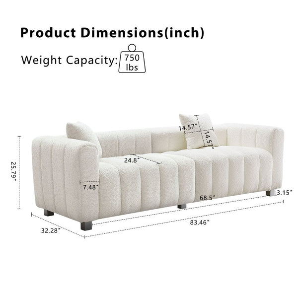 English Elm 83.46'' Bubble Tufted Velvet Three Seat Sofa with Metal Legs for Modern Living Spaces W2795S00056