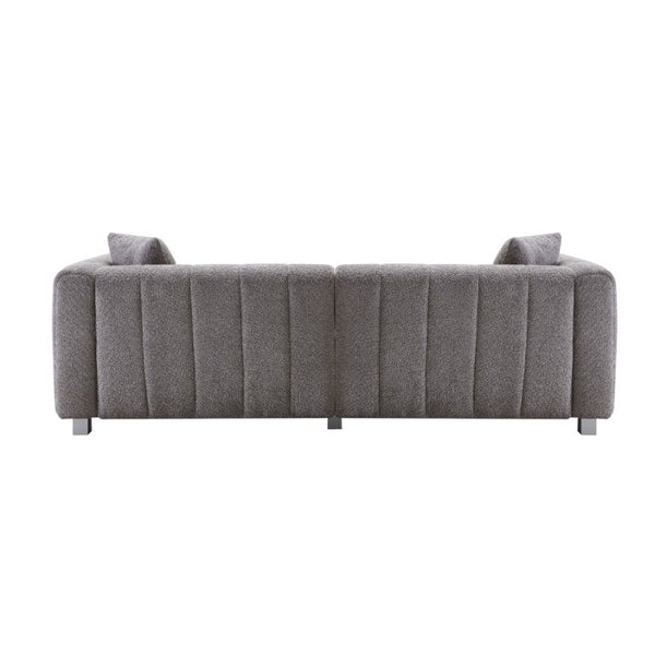 English Elm 83.46 Inch Bubble Tufted Velvet Three Seat Sofa with Metal Legs and Accent Pillows W2795S00057