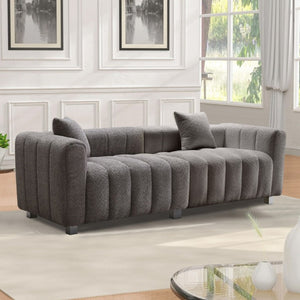 English Elm 83.46 Inch Bubble Velvet Three Seat Sofa with Metal Legs and Pillows for Living Room W2795S00061