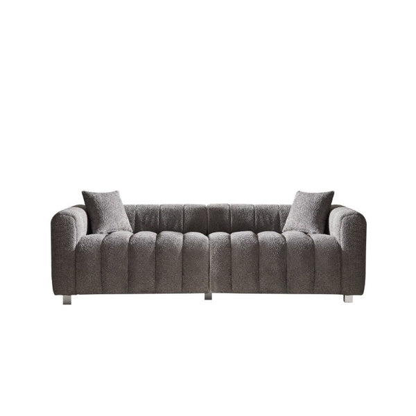 English Elm 83.46 Inch Bubble Velvet Three Seat Sofa with Metal Legs and Pillows for Living Room W2795S00061